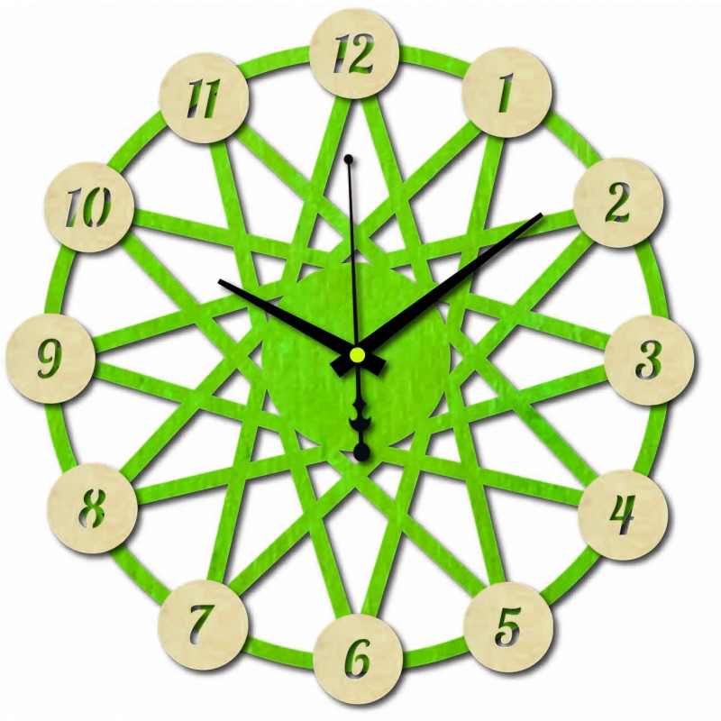 Színes rétegelt falióra - a számok elülső...