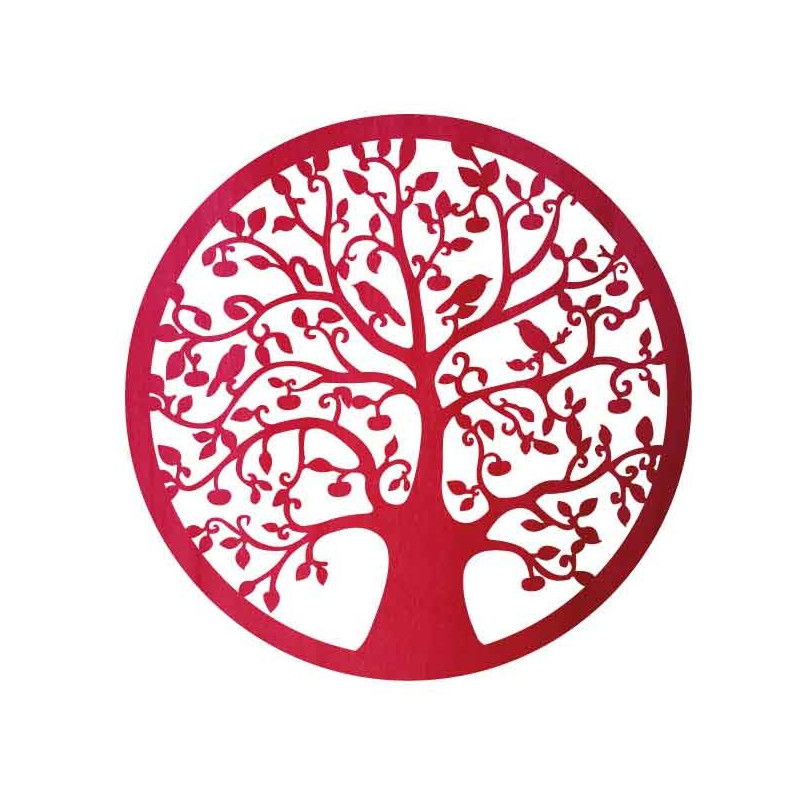 Fából készült festmény egy fáról és madarakról...