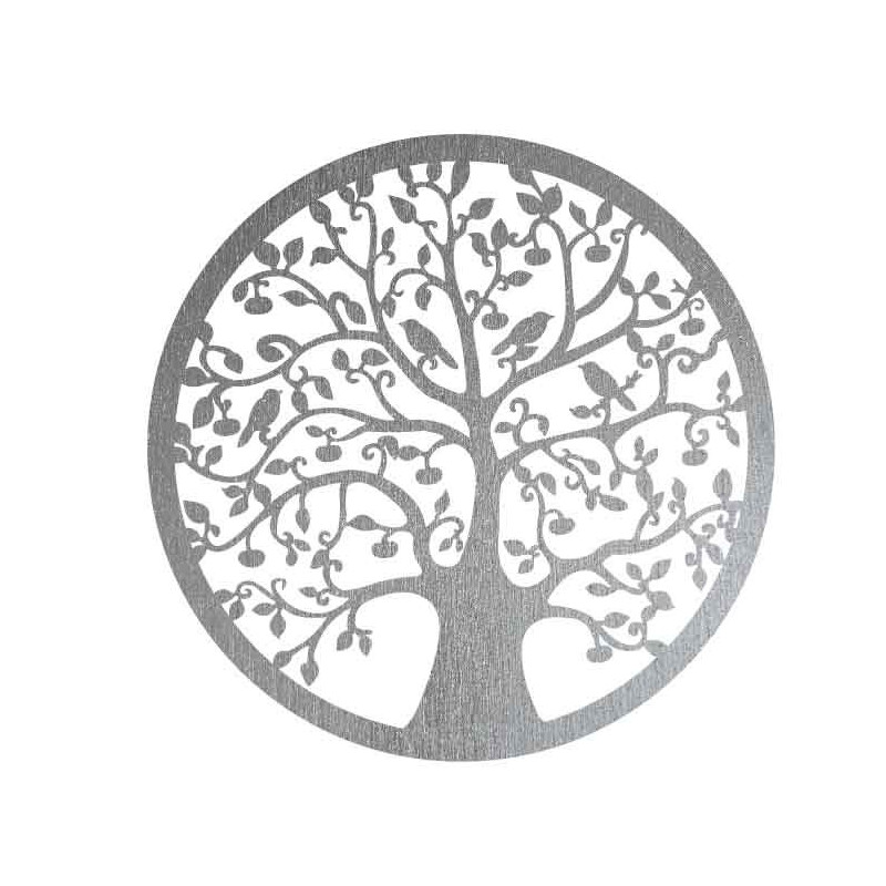 Fából készült festmény egy fáról és madarakról...