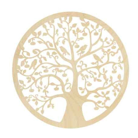 Fából készült festmény egy fáról és madarakról - HOJNISŤ