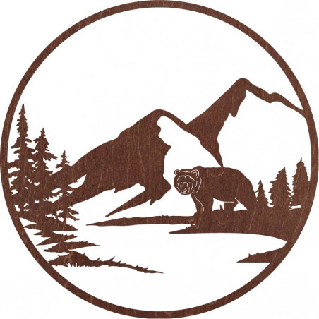 Fából készült falikép medve sziluett - természet - VIZZY