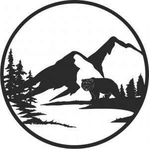 Falfestmény erdő és természet medve motívummal 2