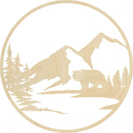 Fából készült falikép medve sziluett - természet - VIZZY