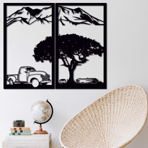 Faragott kétrészes falfestmény természettel - BULISA