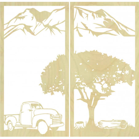 Faragott kétrészes falfestmény természettel - BULISA