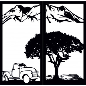 Faragott kétrészes falfestmény természettel - BULISA 2