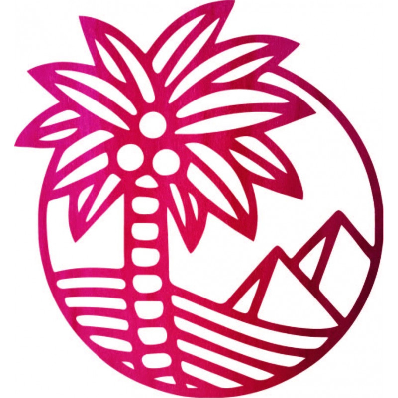 Pálmafát ábrázoló fafestmény a tengerparton -...