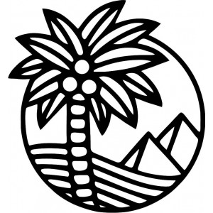 Pálmafát ábrázoló fafestmény a tengerparton - MALLAWI 2