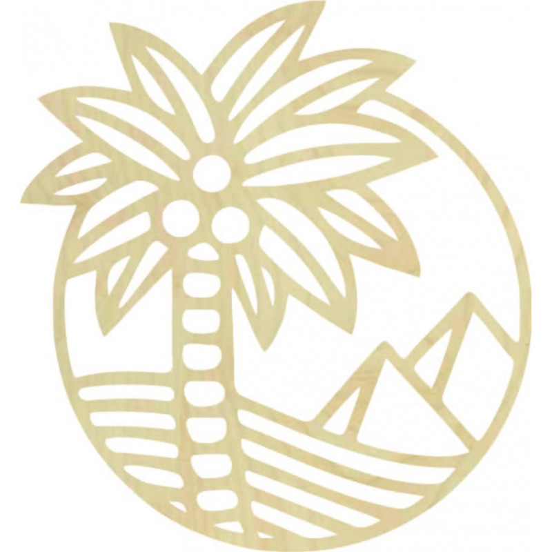 Pálmafát ábrázoló fafestmény a tengerparton -...