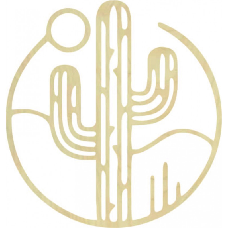 Fából készült fali kép egy kaktuszról a nappal...