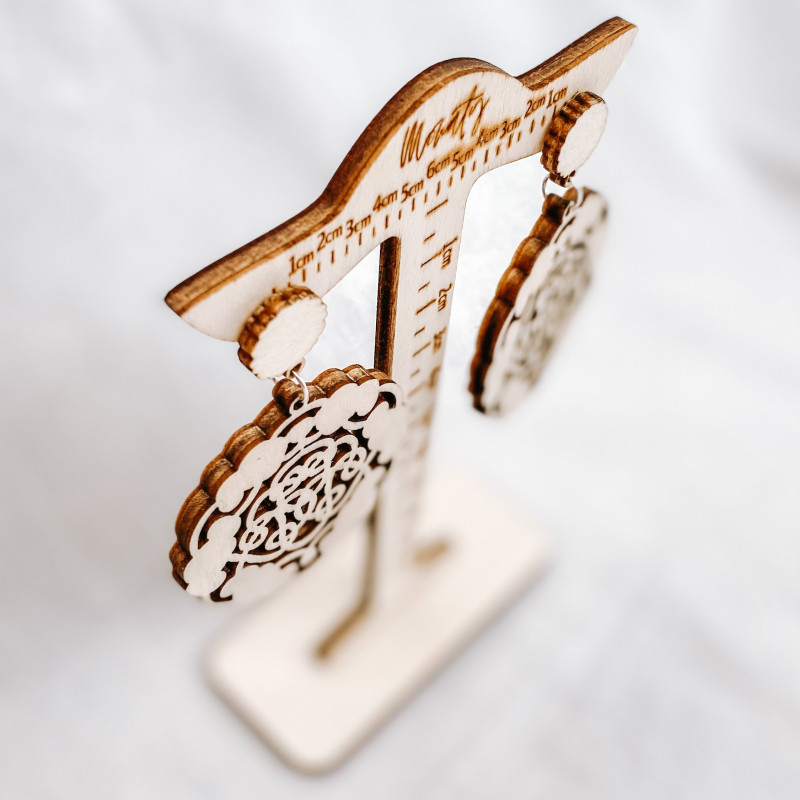 Fából készült természetes lógó fülbevaló AURORA...