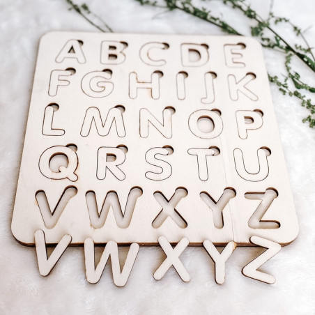 Fából készült montessori betét gyerekeknek - ALFABETIKAI | SENTOP