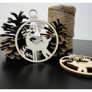 Szarvas karácsonyfadísz fából, mérete: 79x90 mm PR0009 2