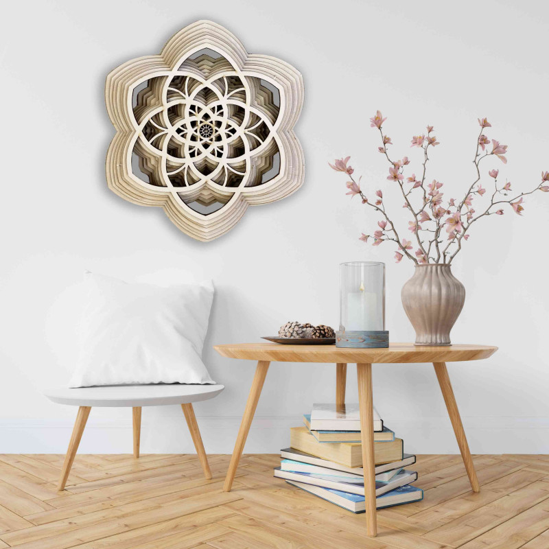 Több rétegű, akár 90 x 100 cm-es fa mandala...