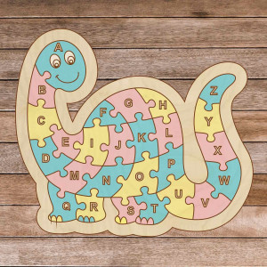 Gyermek fa puzzle - Dinoszaurusz és ábécé A -ZET 26 darab...