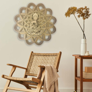 3D festés a falon - Sentop | Mandala Buddha | 90 x 90 cm fa 2