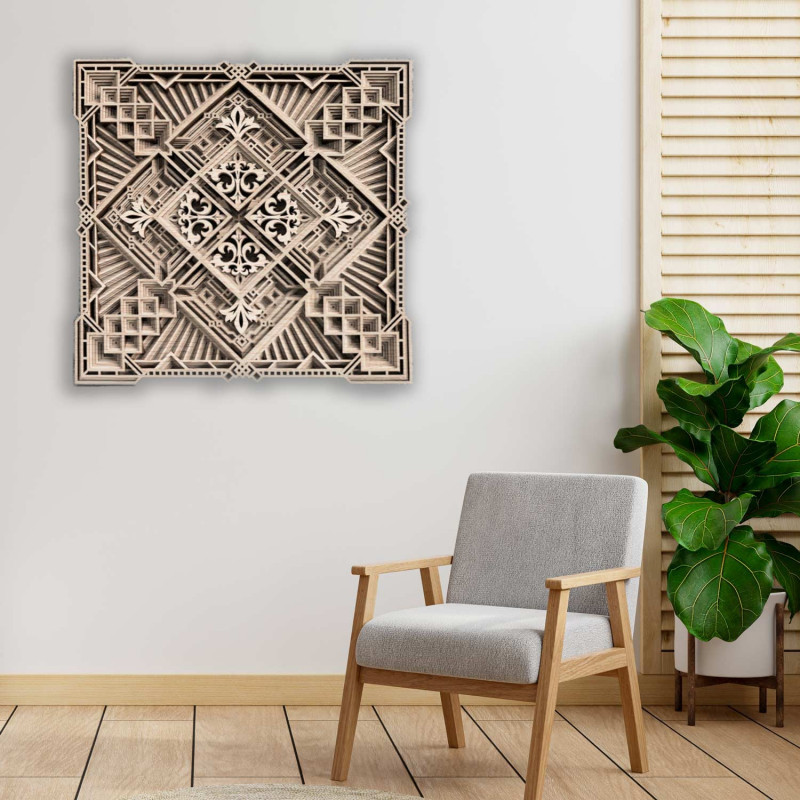 Exkluzív mandala falfestmény 3D négyzet - KREJDER