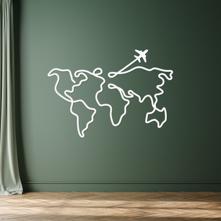 Dizájner fából készült világtérkép a falon - WorldLines