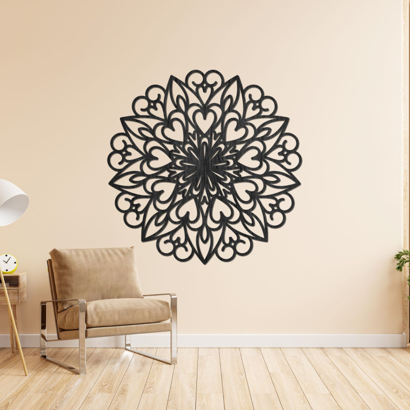 Faragott mandala, fából készült fali dekoráció - FARLIKT