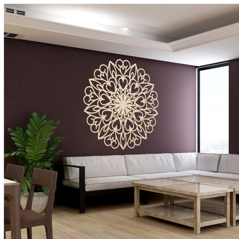 Faragott mandala, fából készült fali dekoráció - FARLIKT