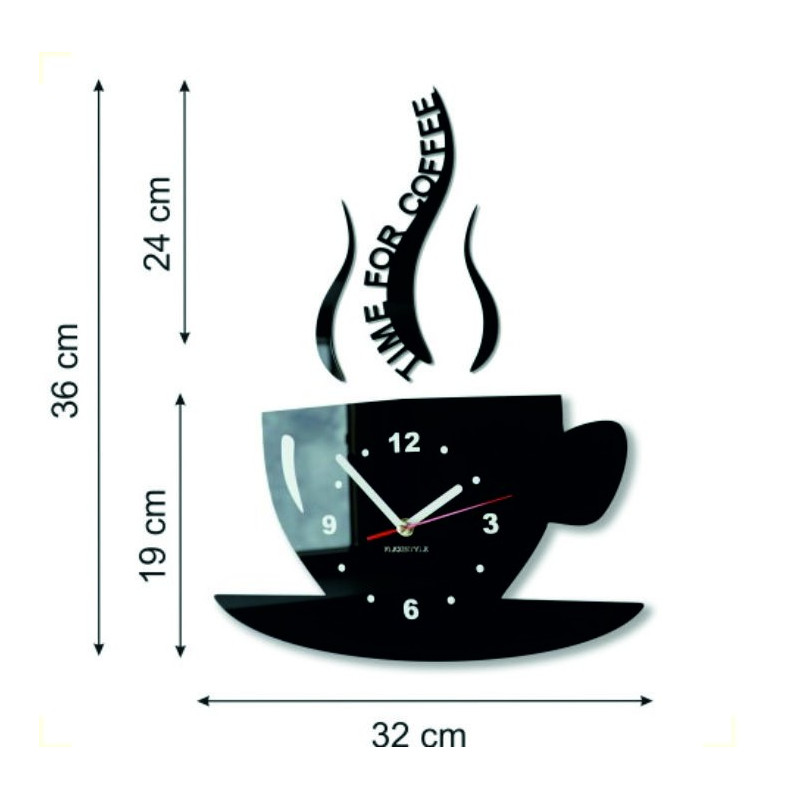 Az X-momo falióra méretei. PMMA-ból készült dizájner falióra