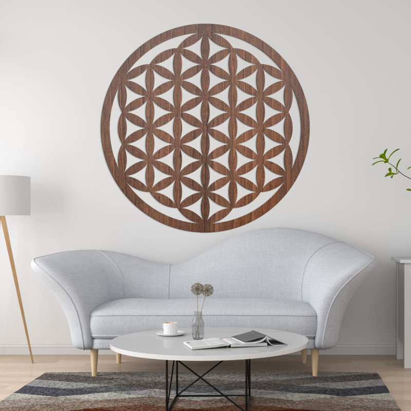 Elegáns faragott fa mandala falra - FLORUM