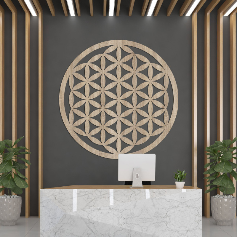 Elegáns faragott fa mandala falra - FLORUM