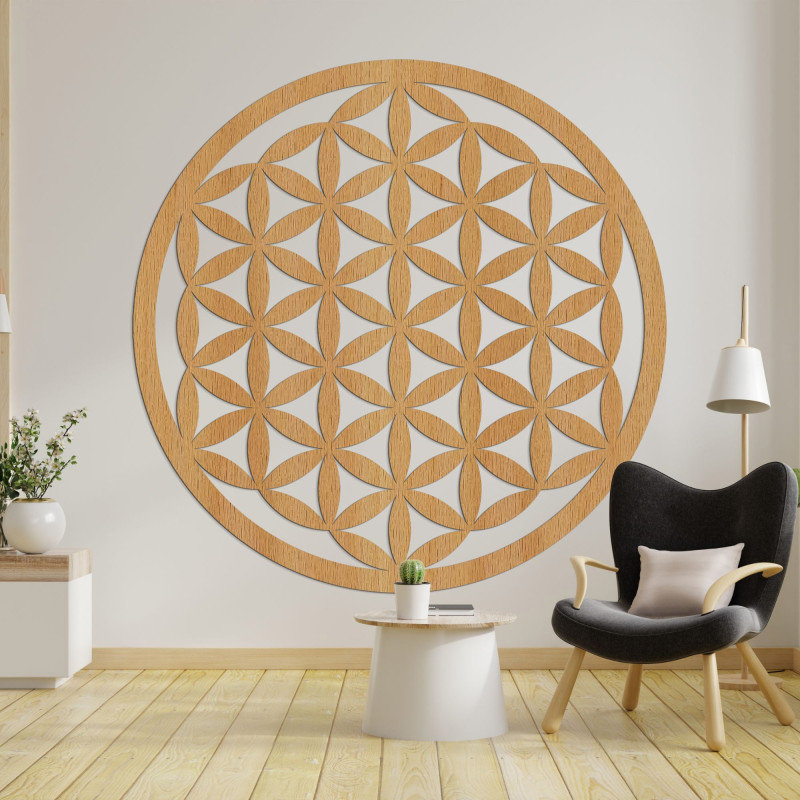 Elegáns faragott fa mandala falra - FLORUM