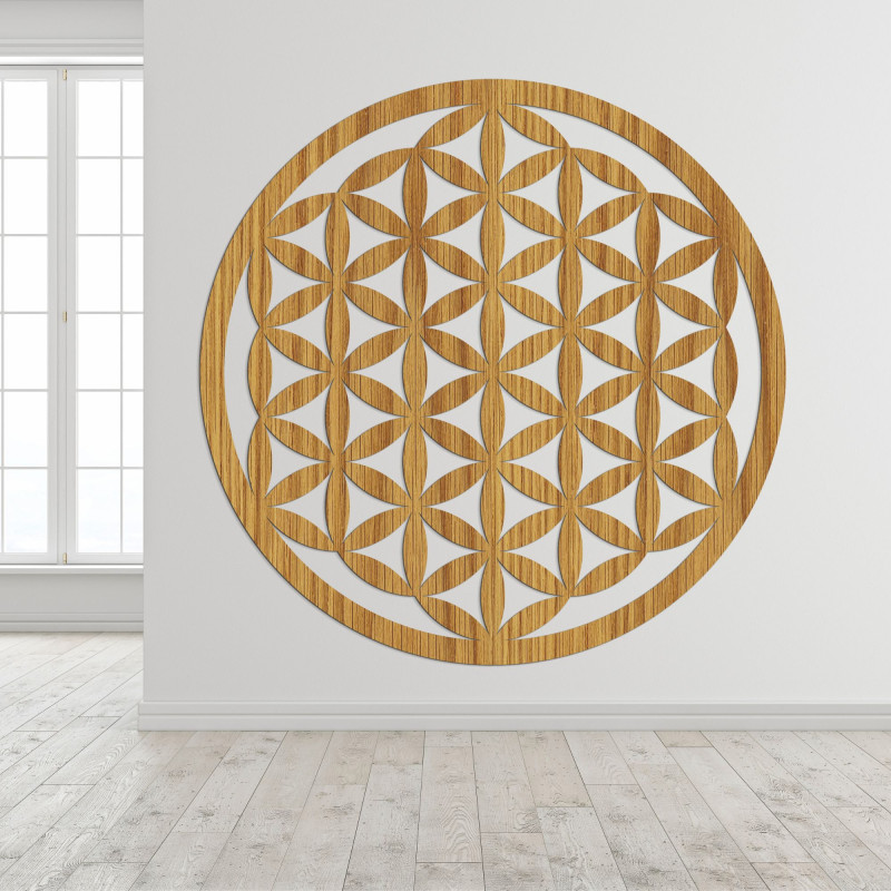 Elegáns faragott fa mandala falra - FLORUM
