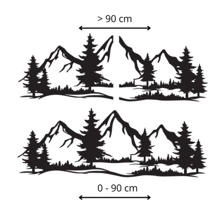 Fából készült fali dekoráció masszív hegyek és erdő - MAGNA