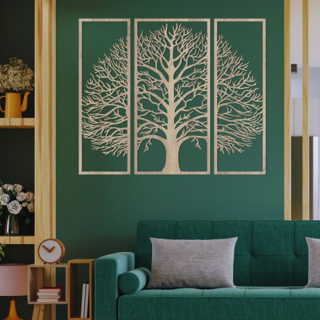 Háromrészes fa fali dekoráció, exkluzív életfa - DIVISA