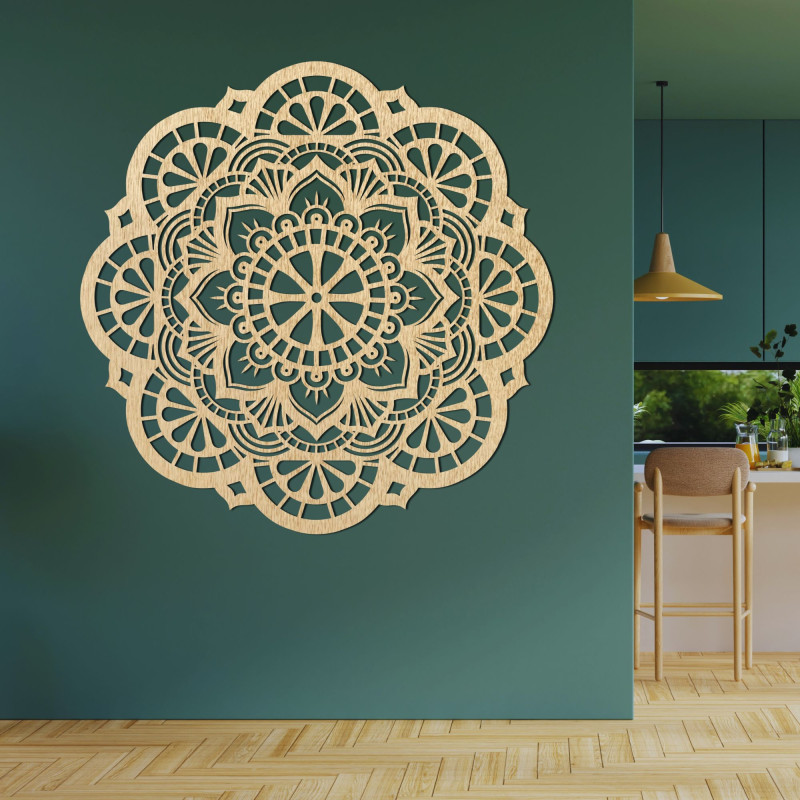 Fából készült fali dekoráció mandala fény - LUMINA