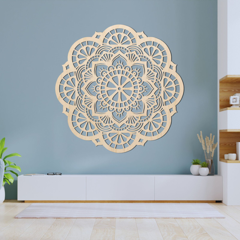 Fából készült fali dekoráció mandala fény - LUMINA