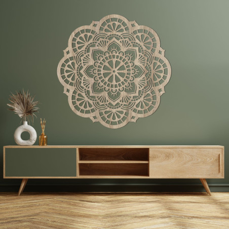 Fából készült fali dekoráció mandala életfény - LUMEN