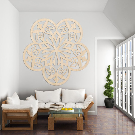 Fából készült fali dekoráció mandala csendes virág - FLORIVA