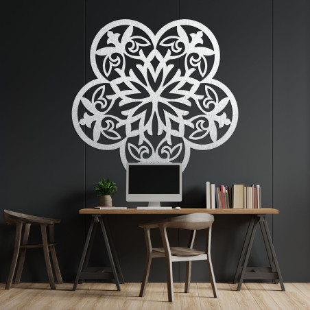 Fából készült fali dekoráció mandala csendes virág - FLORIVA