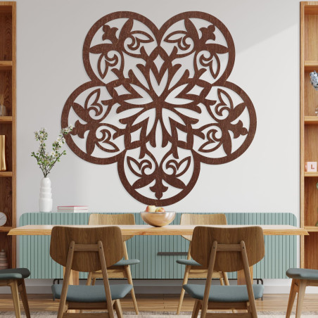 Fából készült fali dekoráció mandala csendes virág - FLORIVA