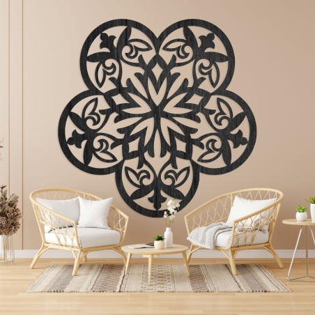 Fából készült fali dekoráció mandala csendes virág - FLORIVA