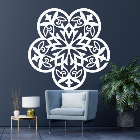 Fából készült fali dekoráció mandala csendes virág - FLORIVA