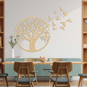 Fából készült kép az életfa repülő madárról 2