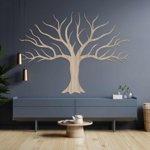 Fából készült kép a falon faágakkal 2