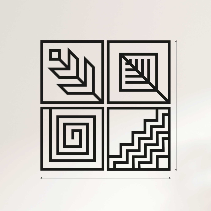 Fából készült falikép négy elem - HADUKEN