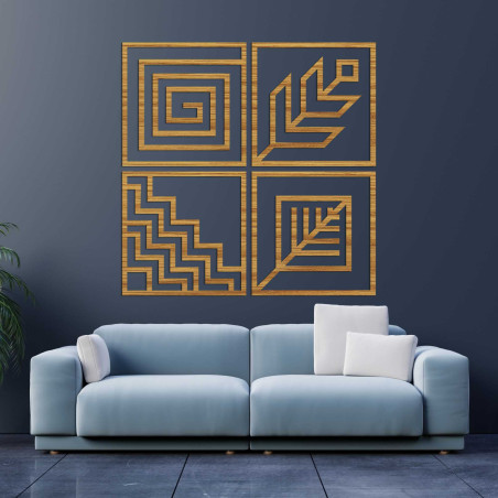 Fából készült falikép négy elem - HADUKEN