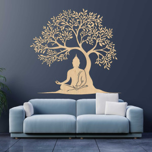 Fából készült kép az élet fájáról és Buddháról - MOTERO 2