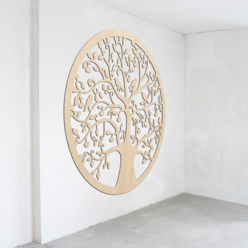 Fából készült, kör alakú életfa a falon -...