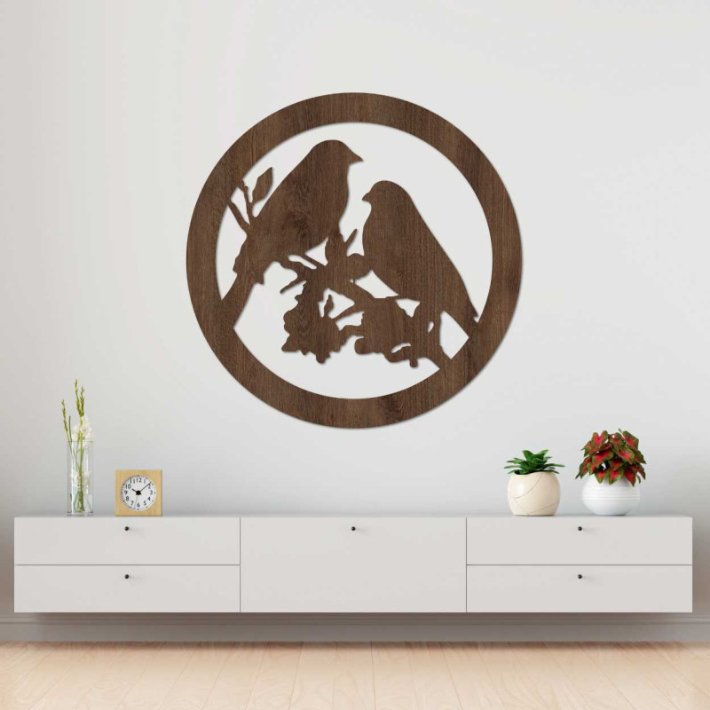 Fából készült falikép madarak ágakon - AVIAN