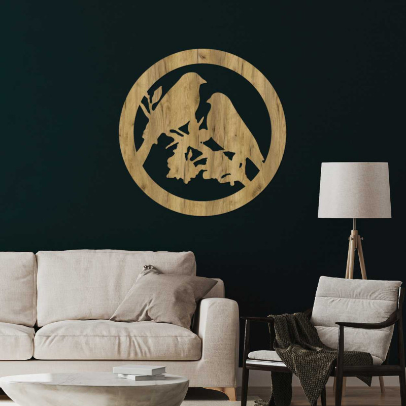 Fából készült falikép madarak ágakon - AVIAN