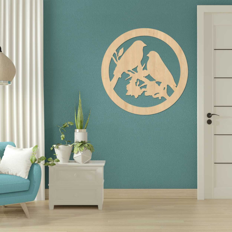 Fából készült falikép madarak ágakon - AVIAN