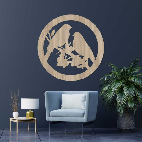 Fából készült falikép madarak ágakon - AVIAN