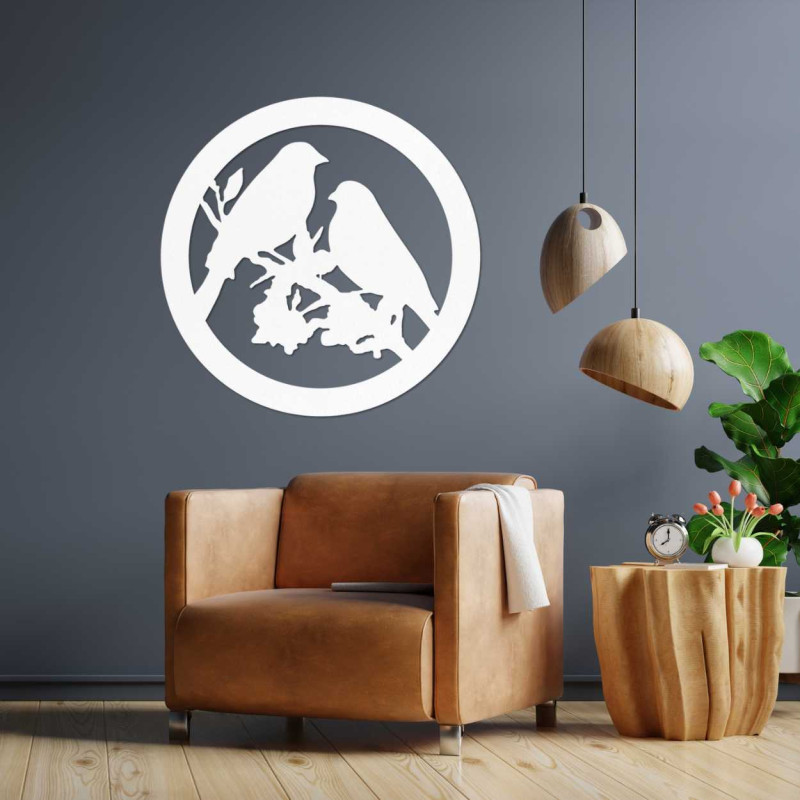 Fából készült falikép madarak ágakon - AVIAN